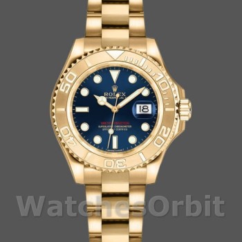 Replica Rolex Yacht-Master 29mm voor dames-169628-geel goud-blauwe wijzerplaat