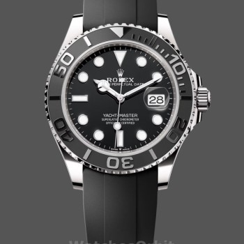 Replica Rolex Yacht-Master 42mm Heren-226659-Witgoud-Zwarte Wijzerplaat Zwart
