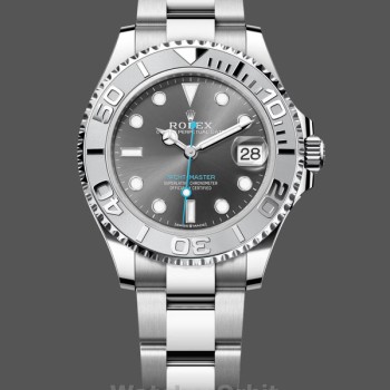 Replica Dames Rolex Yacht-Master 37-M268622 0002, Automatisch, Leisteengrijze wijzerplaat, Platina ring, Staal