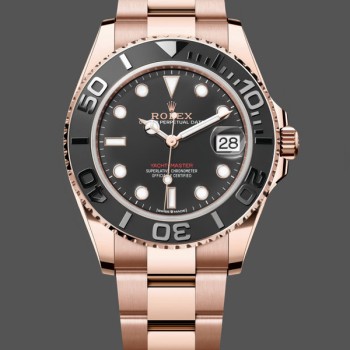 Replica Dames Rolex Yacht-Master 37-m268655, zwarte wijzerplaat, Oyster armband, zwart