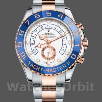 Replica Rolex Yacht-Master II 44mm Heren-116681-Witte Wijzerplaat Wit