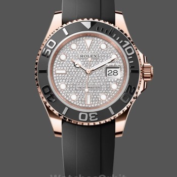 Replica Heren Rolex Yacht-Master II-126655, 40mm, Rose Goud, Diamond Pave Wijzerplaat, Heren Diamond Pave
