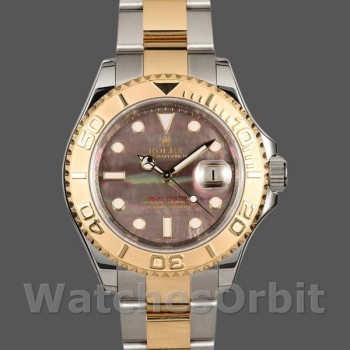 Replica Rolex Yacht-Master 40mm Heren-16623-Staal & Geelgoud-Zwarte MOP Wijzerplaat Zwart