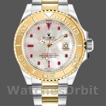 Replica Rolex Yacht-Master 40mm Heren-16623-Staal & Geelgoud-Wit MOP Wijzerplaat MOP